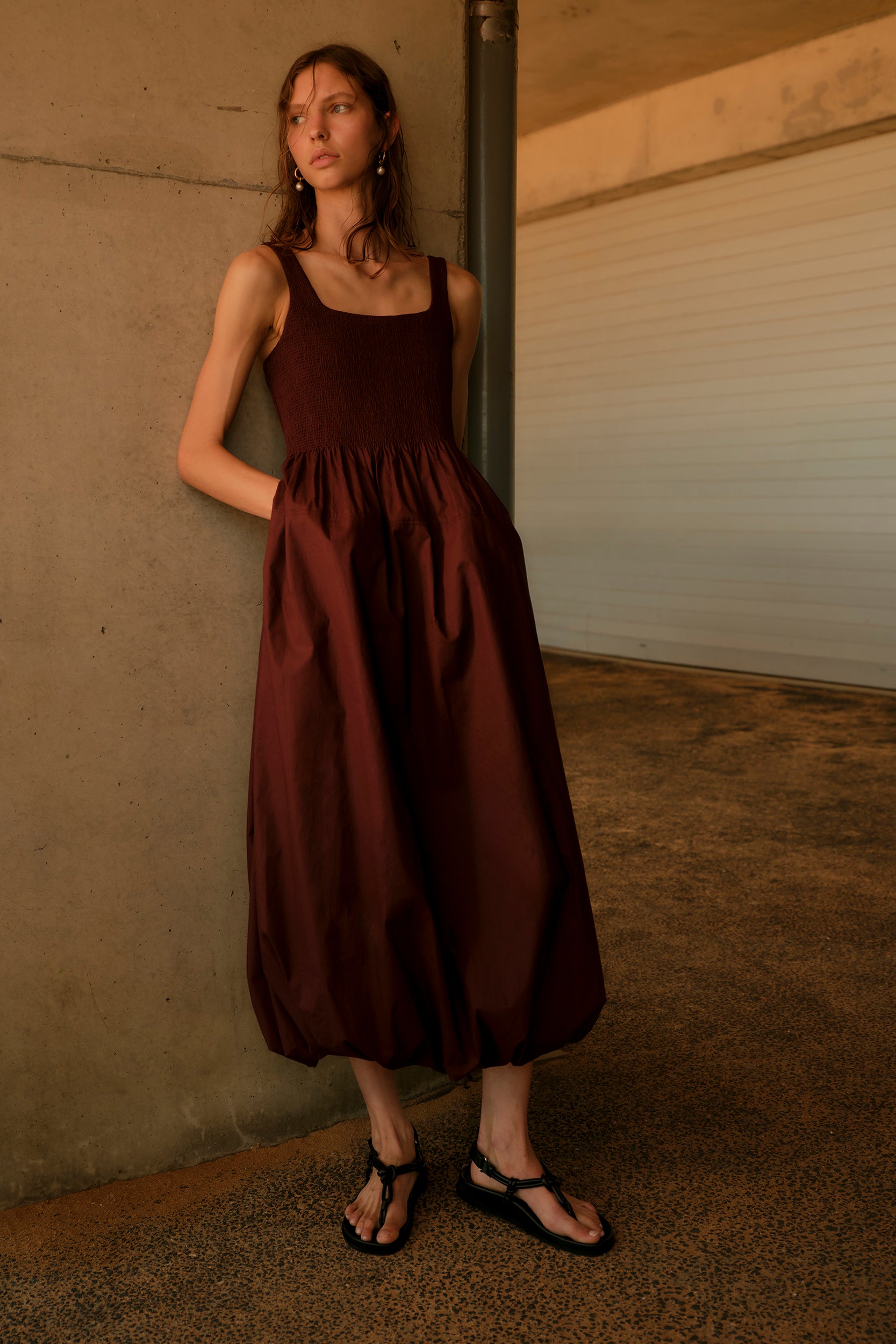 Asha Dress | Burgundy Poplin Asha Dress | Burgundy Poplin