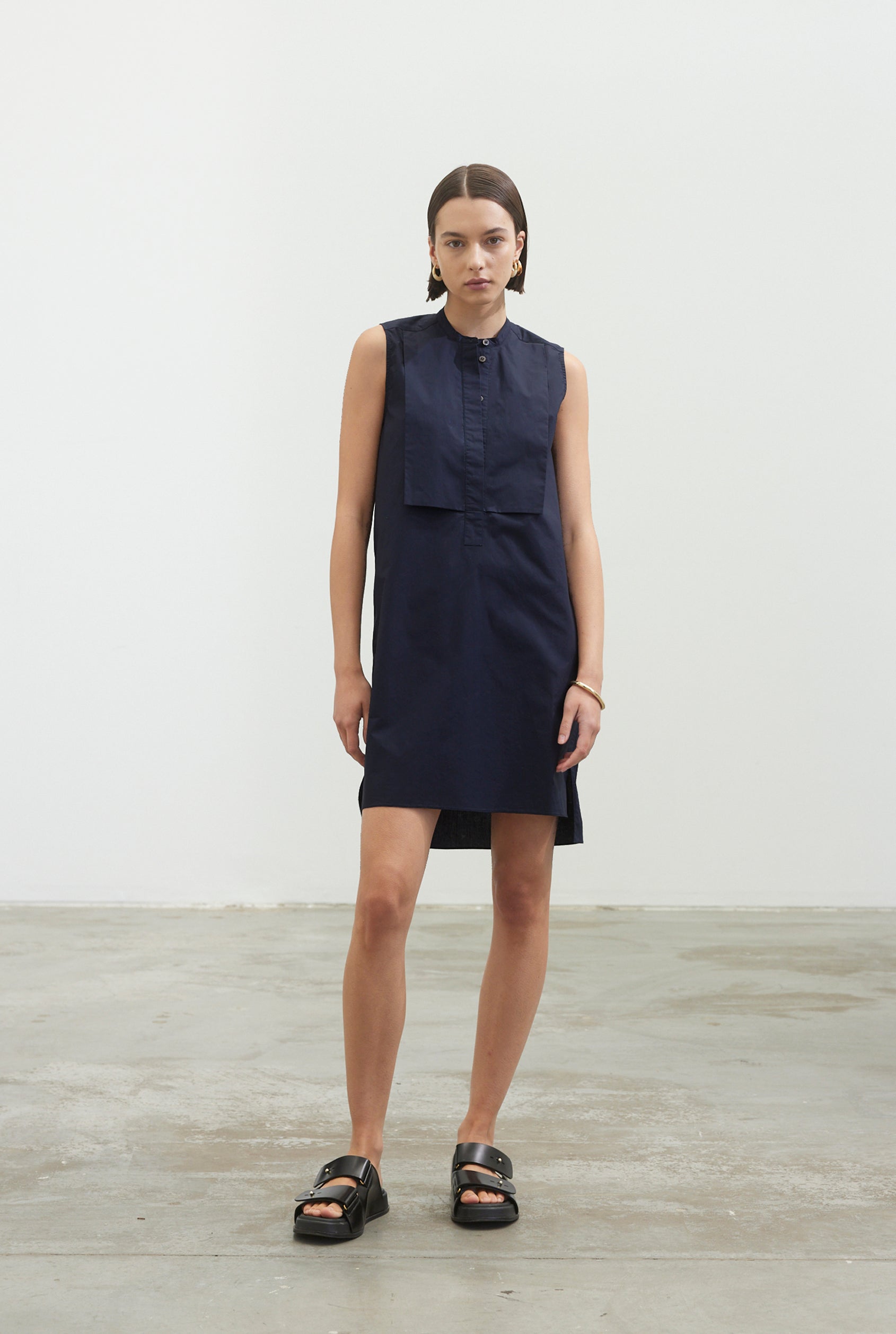 Selena Dress | Navy Poplin