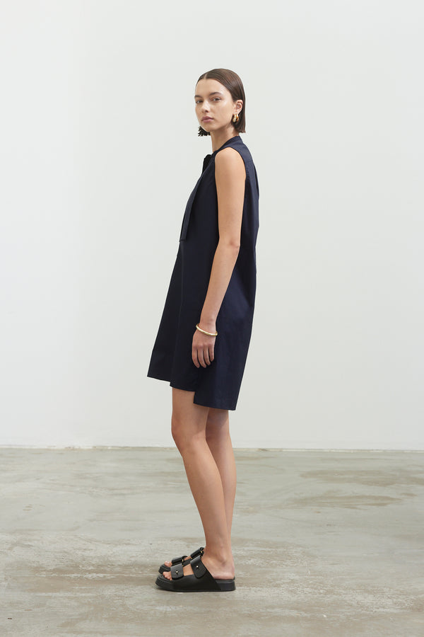 Selena Dress | Navy Poplin