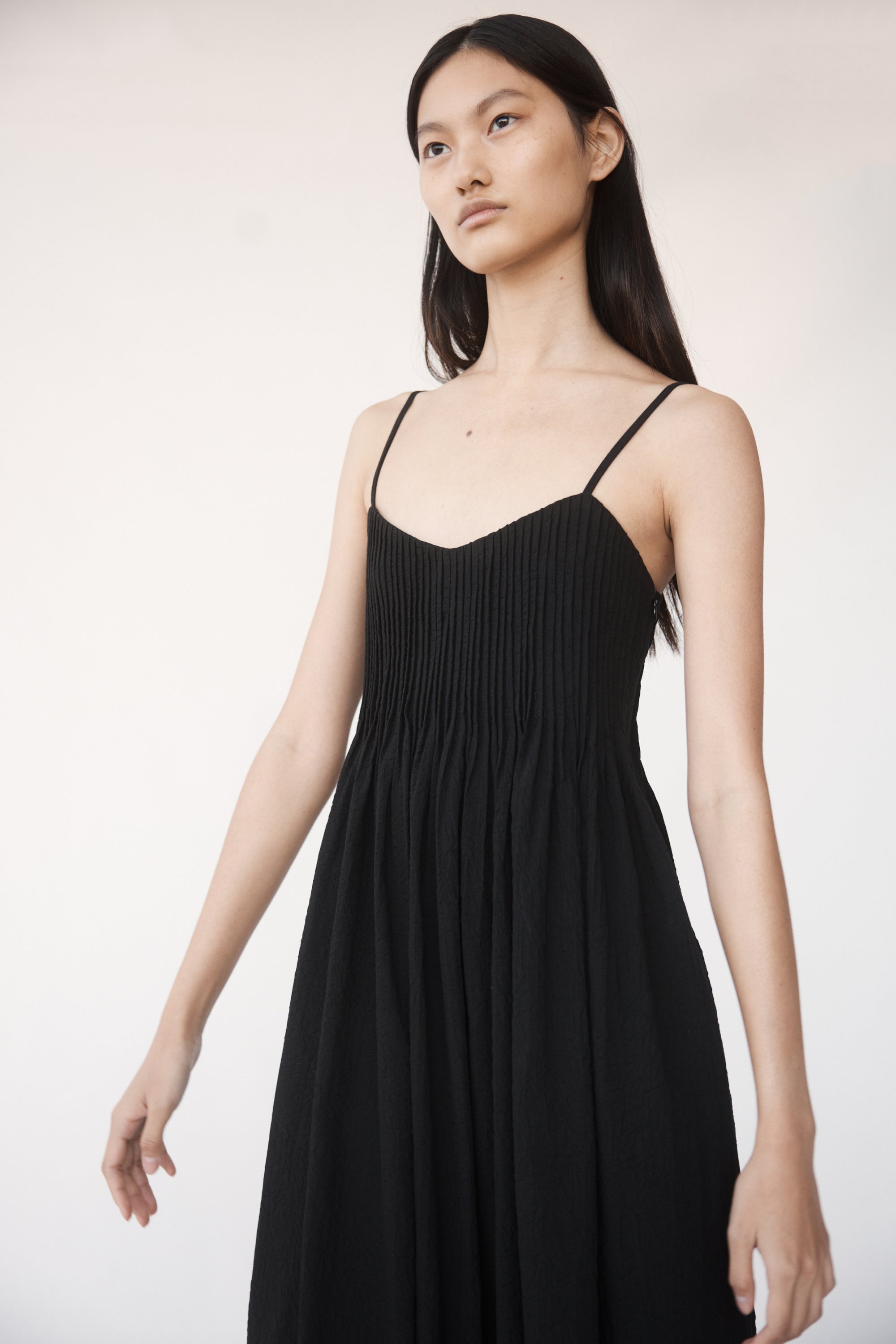 Viv Dress | Black Seersucker