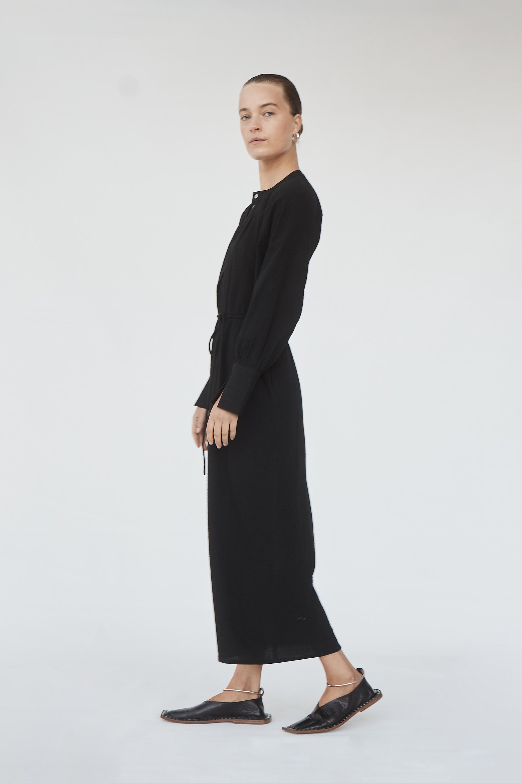 Agnes Dress | Black Seersucker