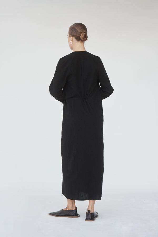 Agnes Dress | Black Seersucker