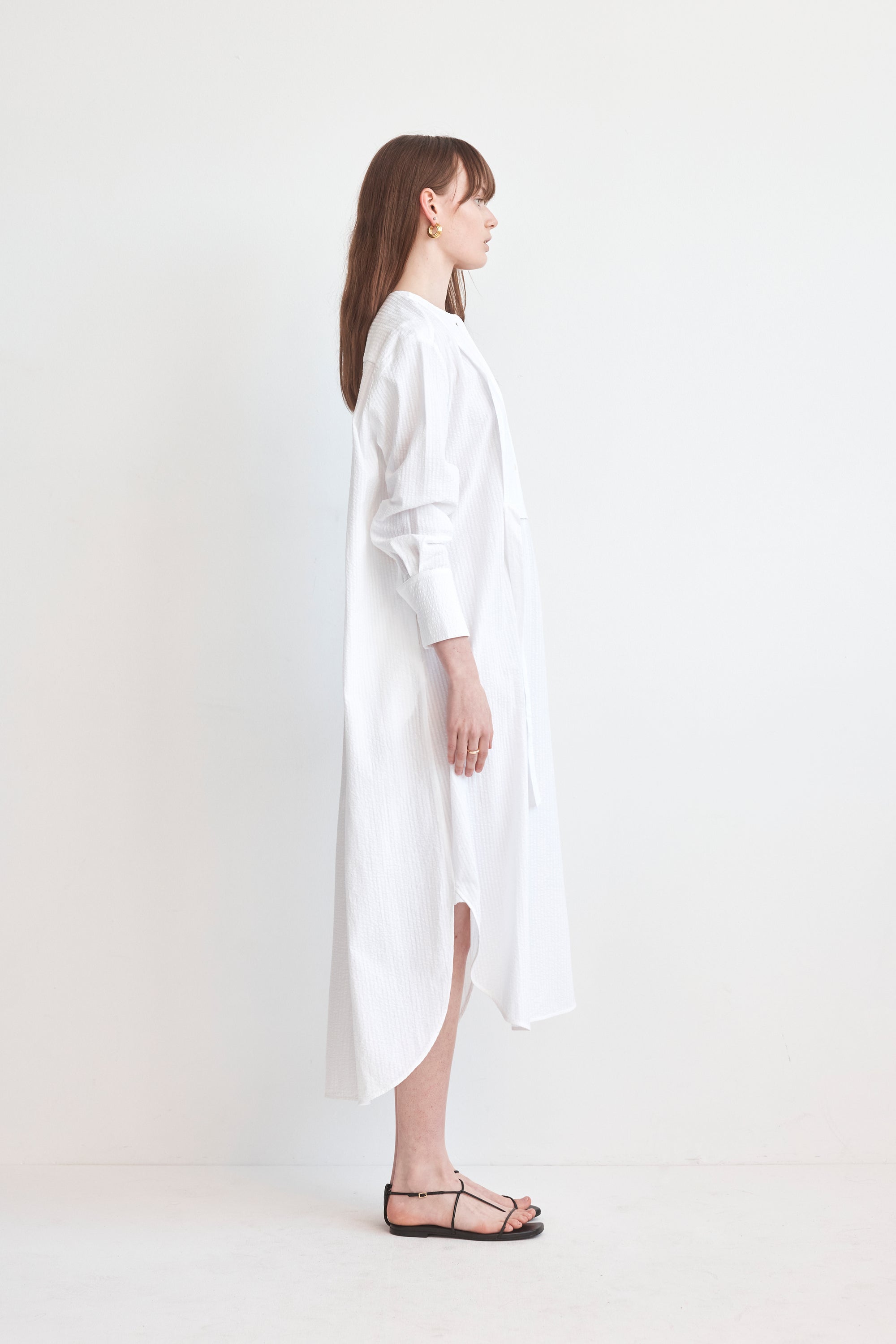 Lenny Dress | White Seersucker