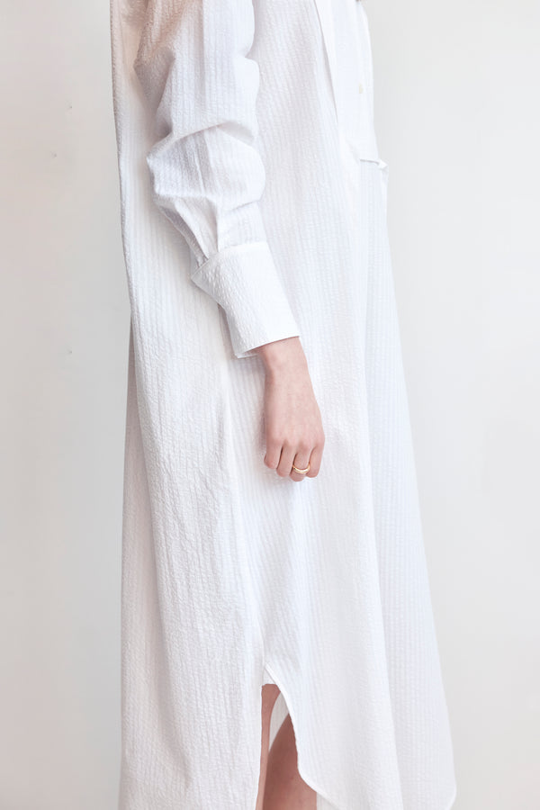 Lenny Dress | White Seersucker