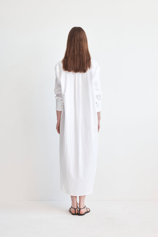 Lenny Dress | White Seersucker