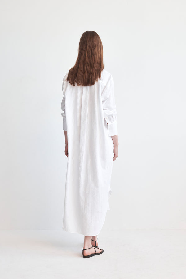 Lenny Dress | White Seersucker