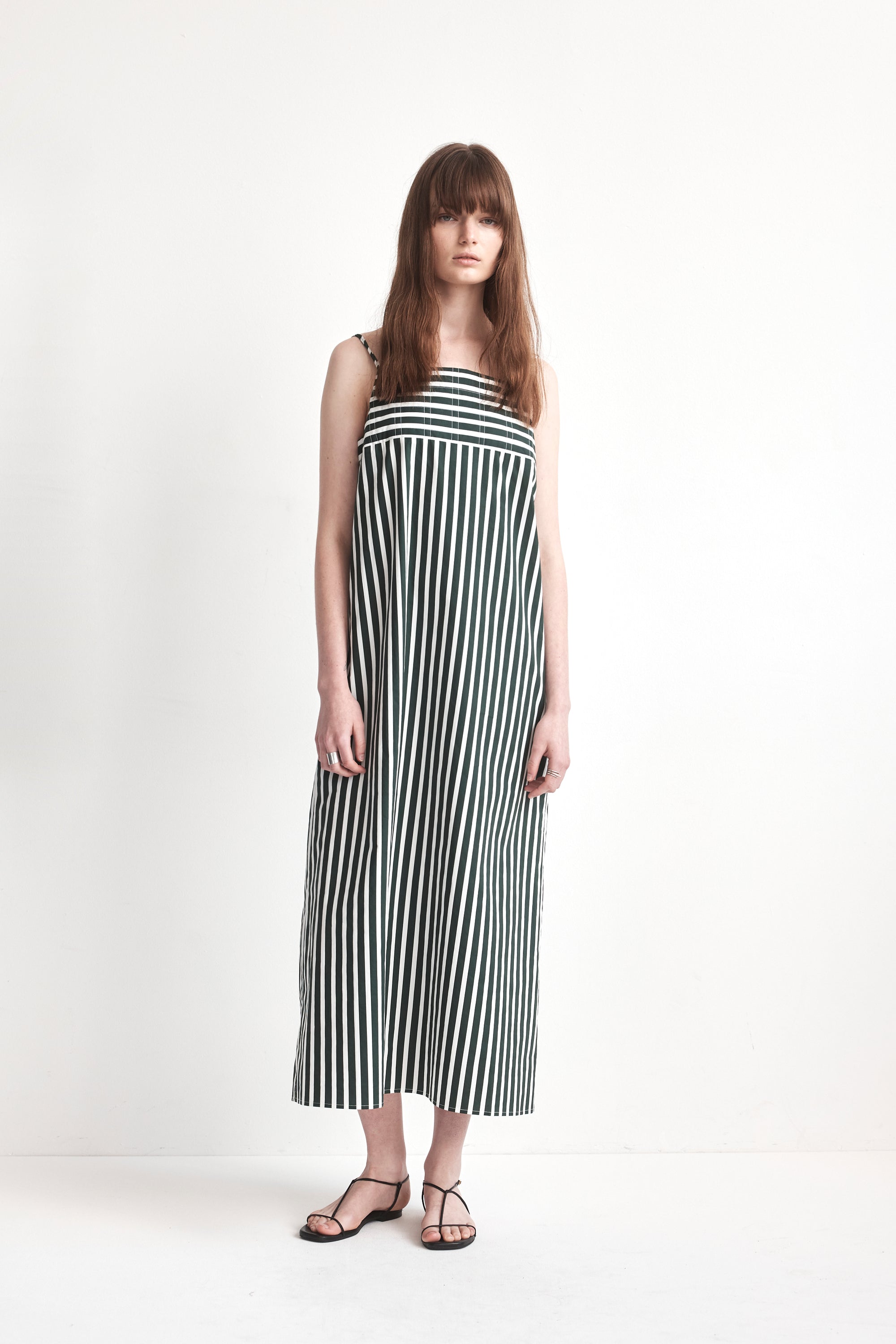 Mindy Dress | Forest Stripe Poplin