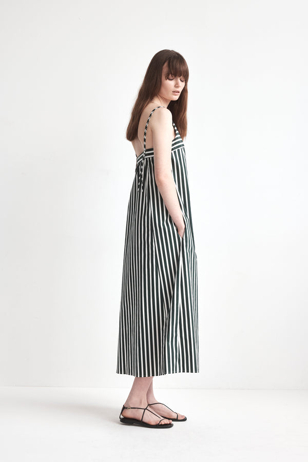 Mindy Dress | Forest Stripe Poplin