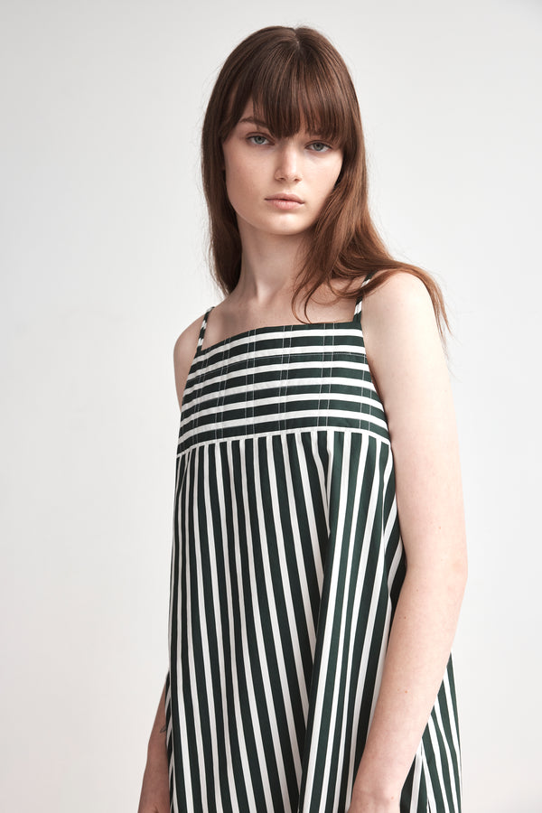 Mindy Dress | Forest Stripe Poplin