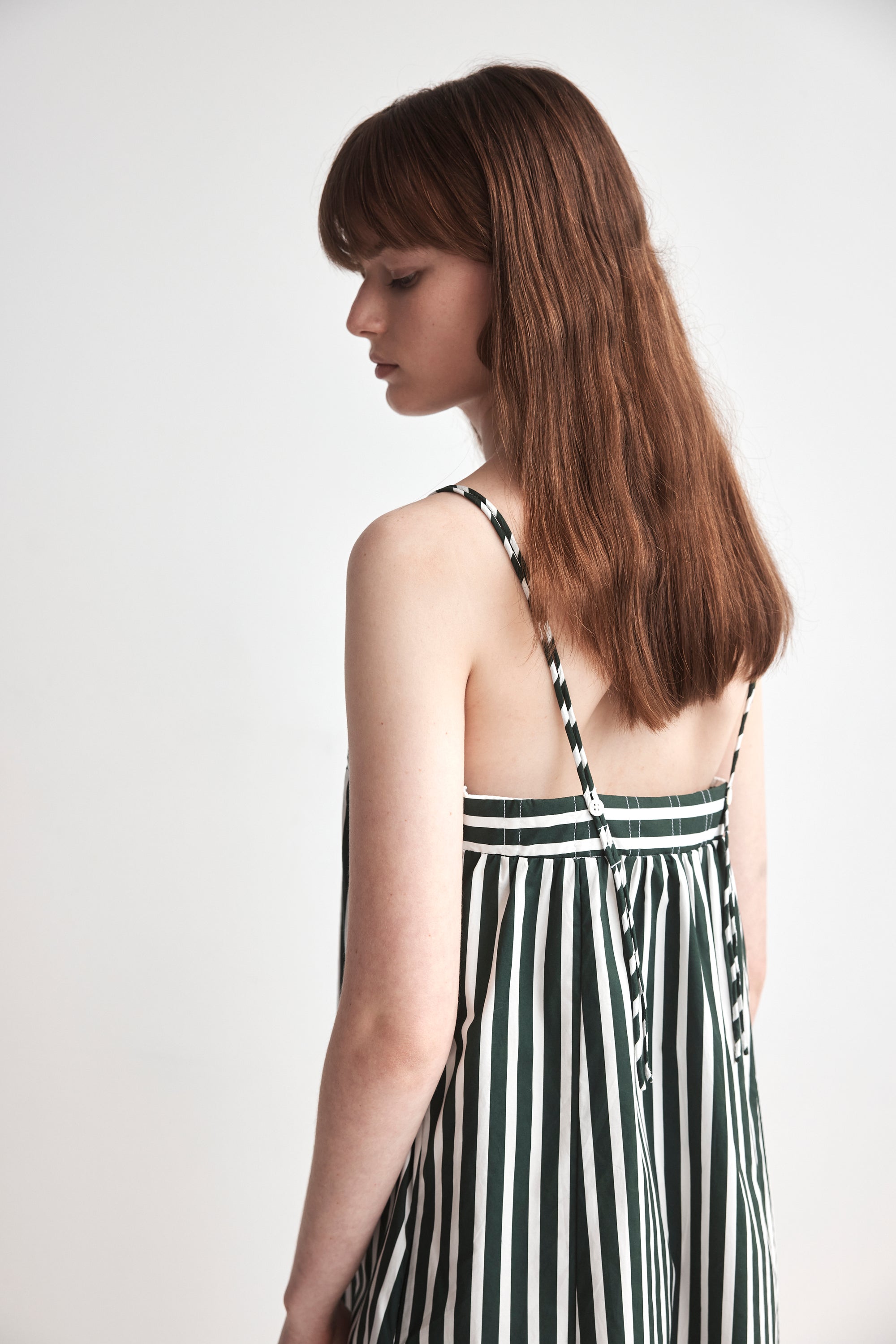 Mindy Dress | Forest Stripe Poplin