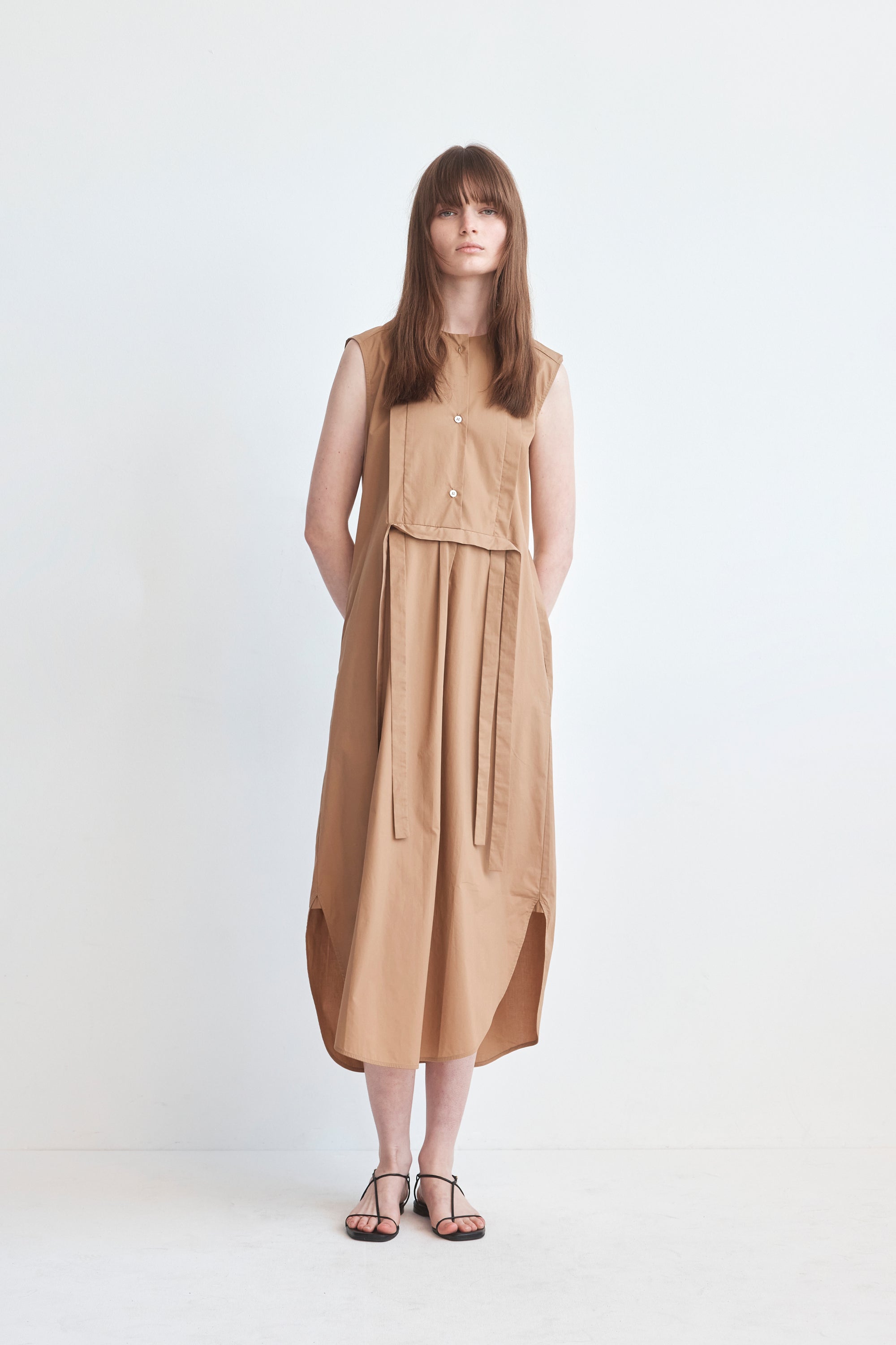 Paisley Dress | Camel Poplin