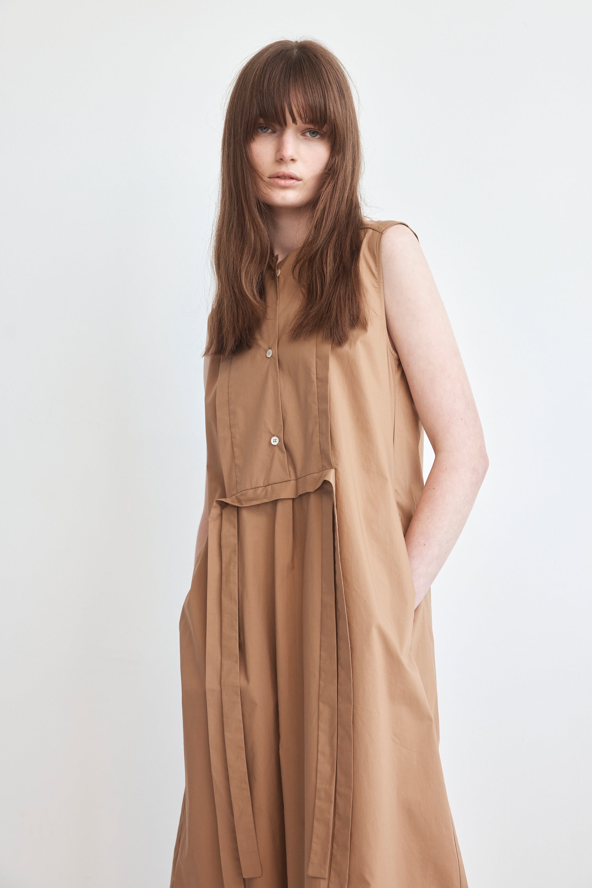 Paisley Dress | Camel Poplin