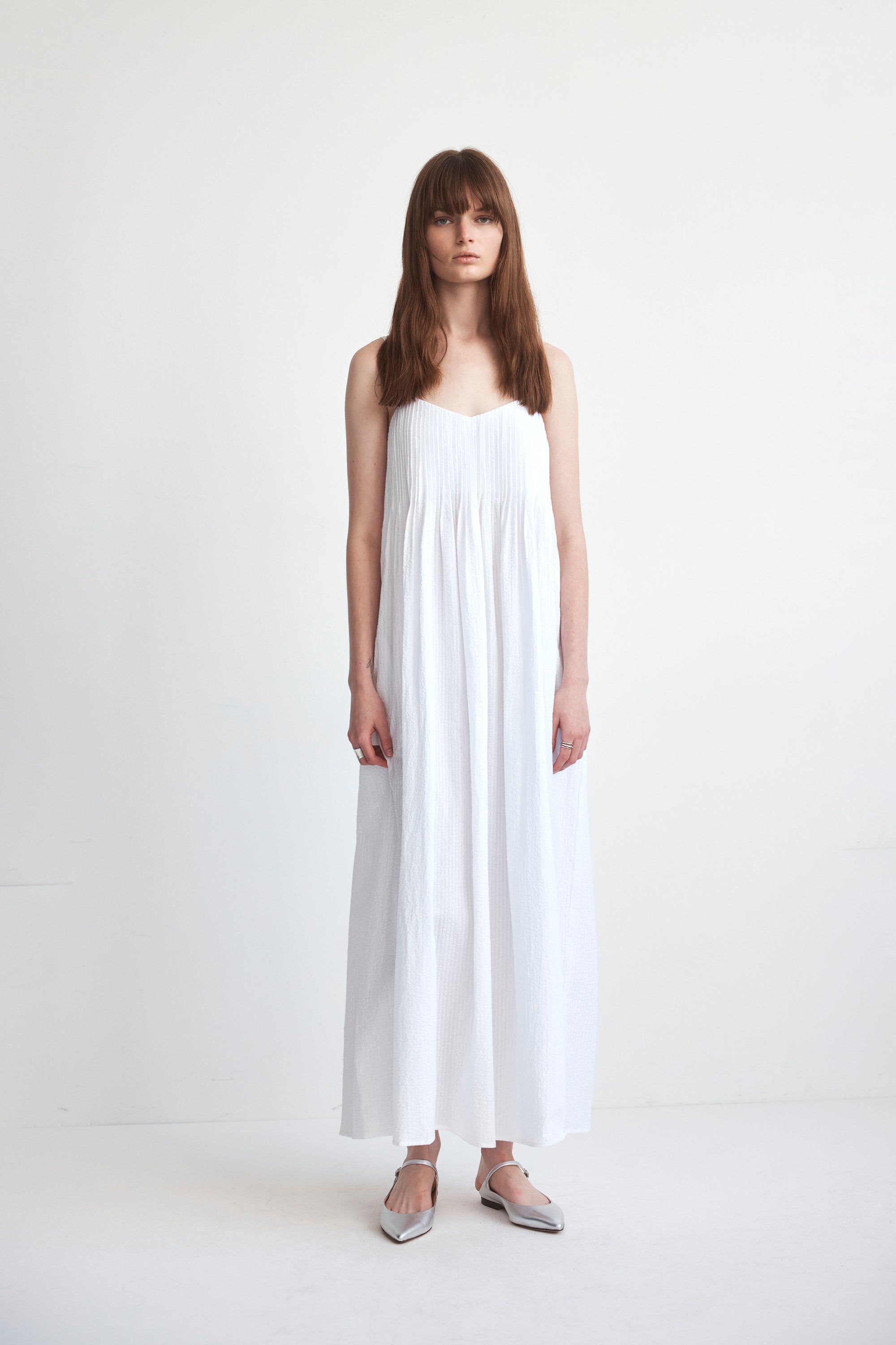 Viv Dress | White Seersucker