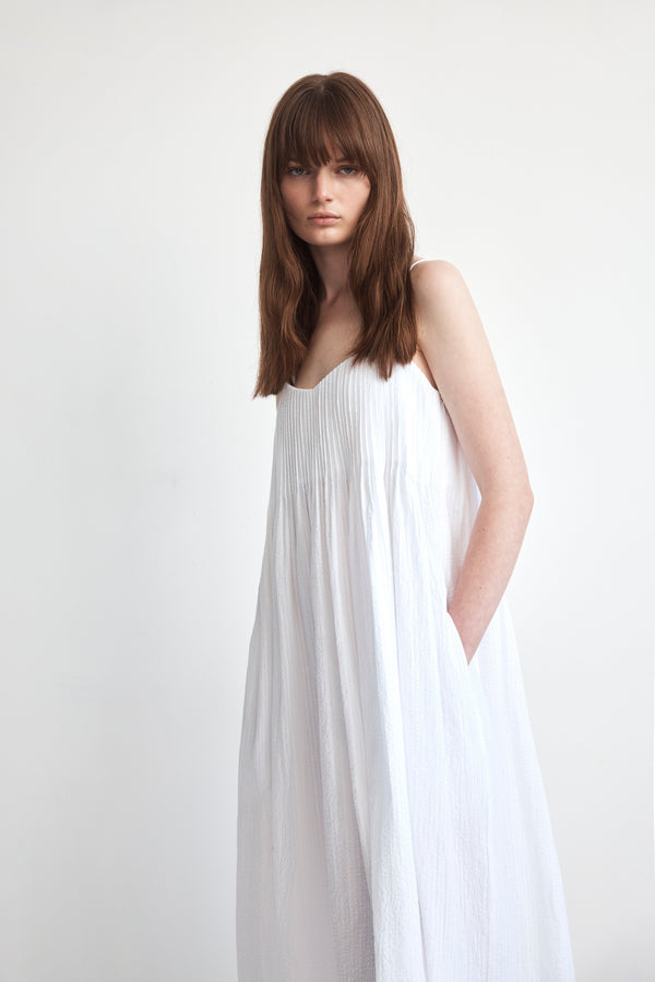 Viv Dress | White Seersucker