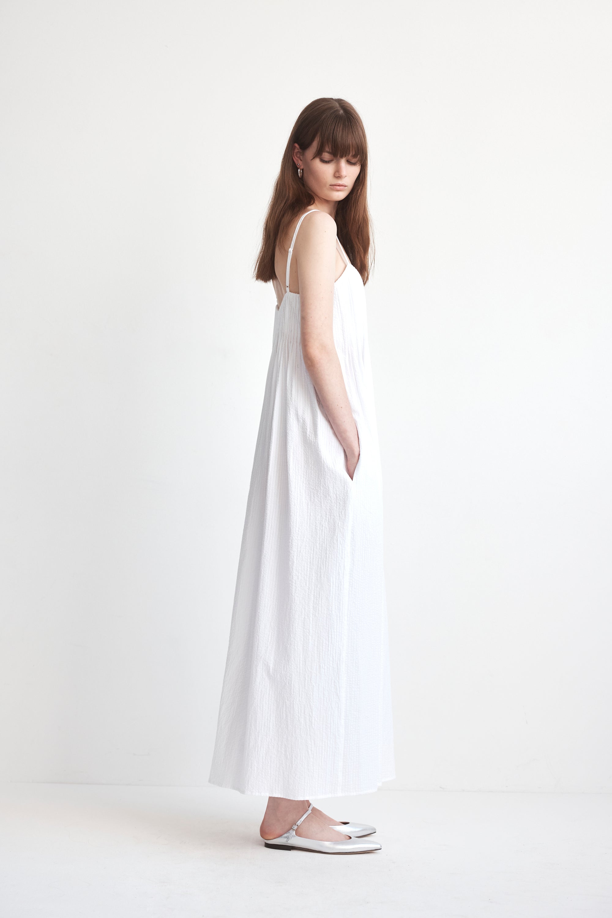 Viv Dress | White Seersucker