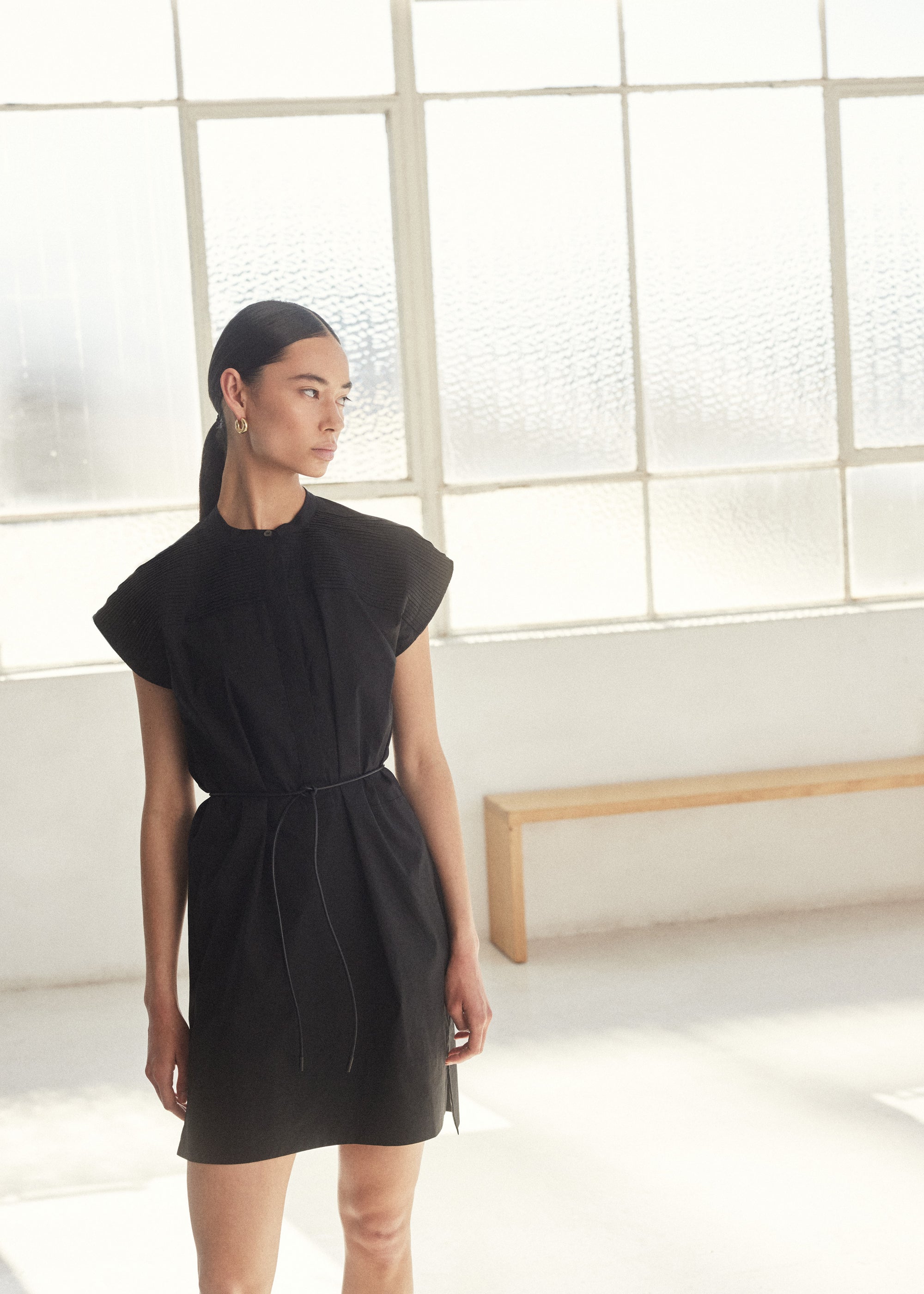 Gwen Dress | Black Poplin