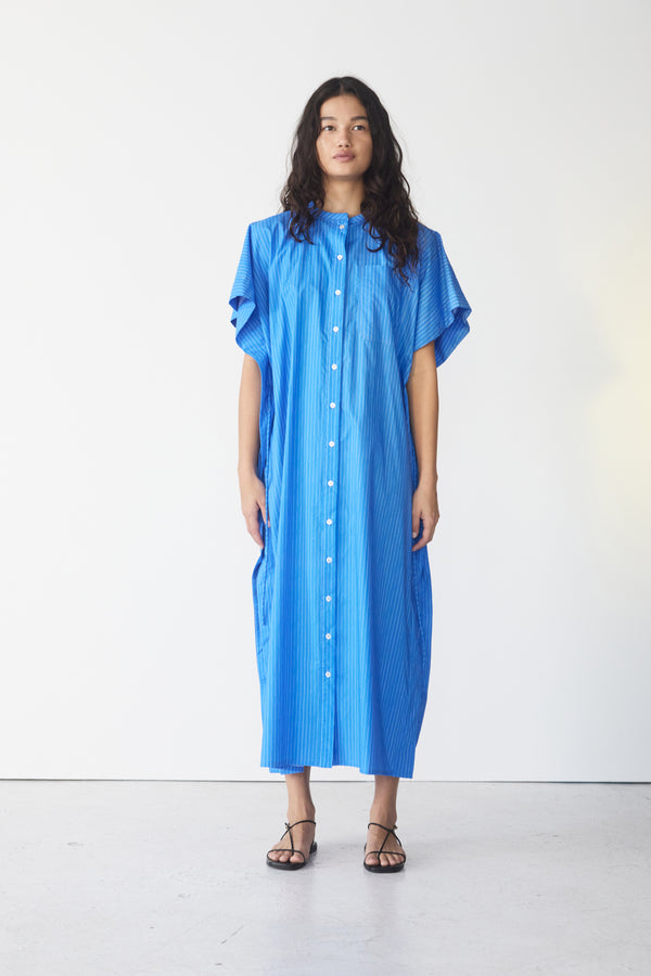 Mimi Dress | French Blue Pinstripe Poplin