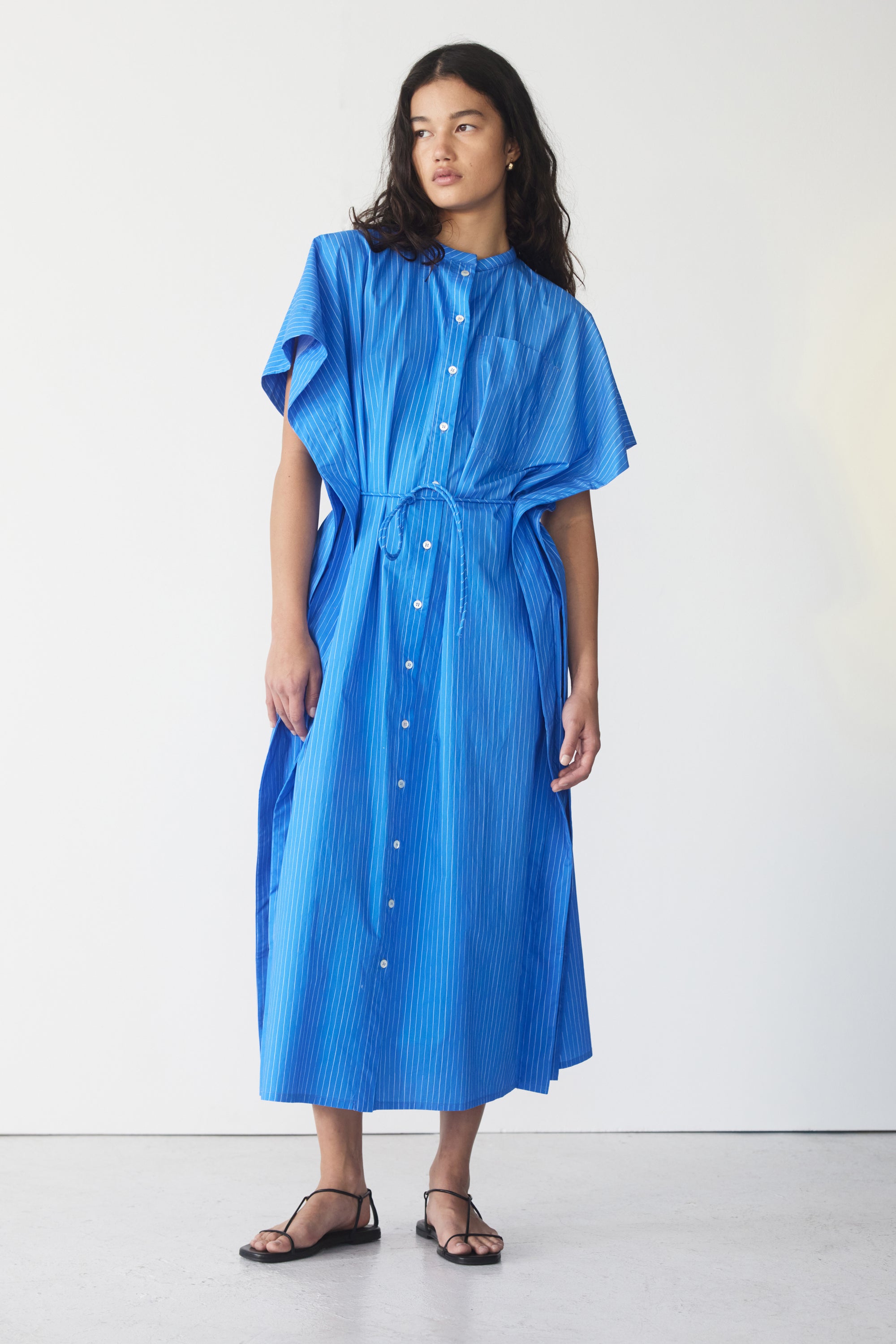 Mimi Dress | French Blue Pinstripe Poplin