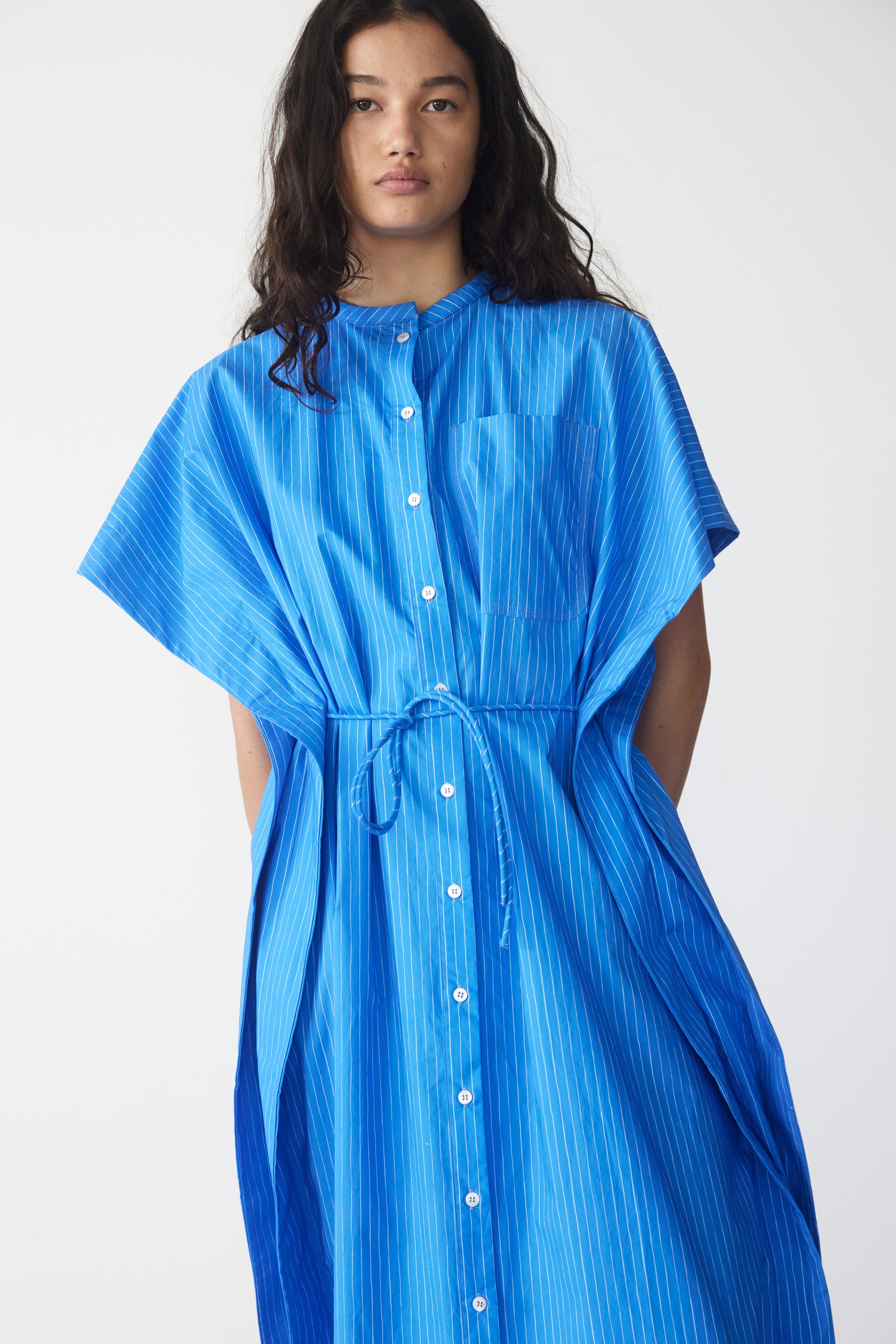 Mimi Dress | French Blue Pinstripe Poplin