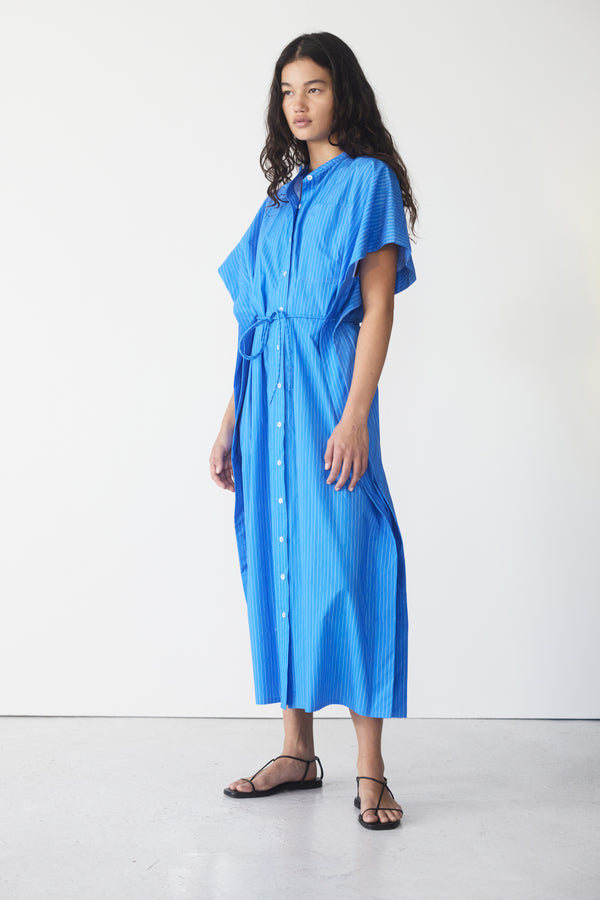 Mimi Dress | French Blue Pinstripe Poplin