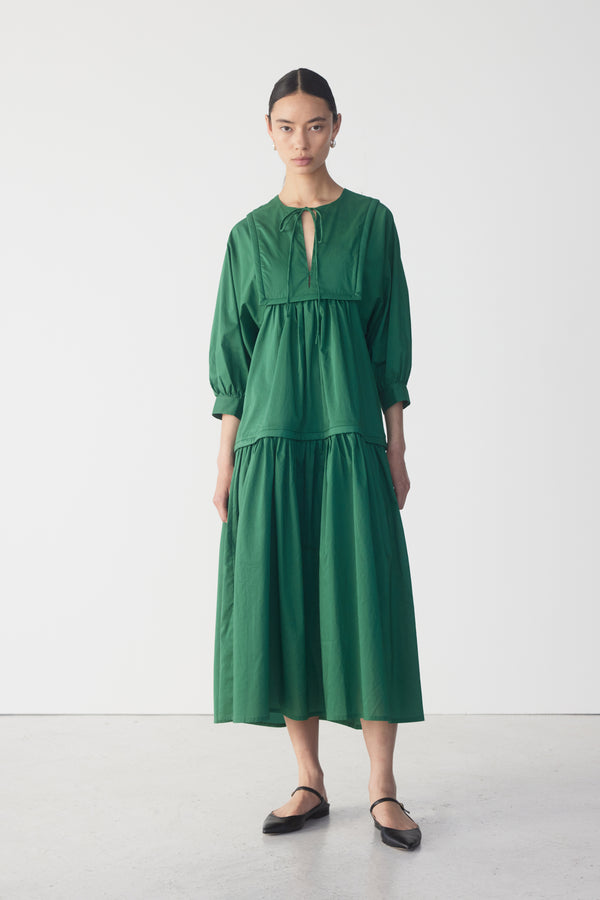 Pattie Dress | Emerald Poplin