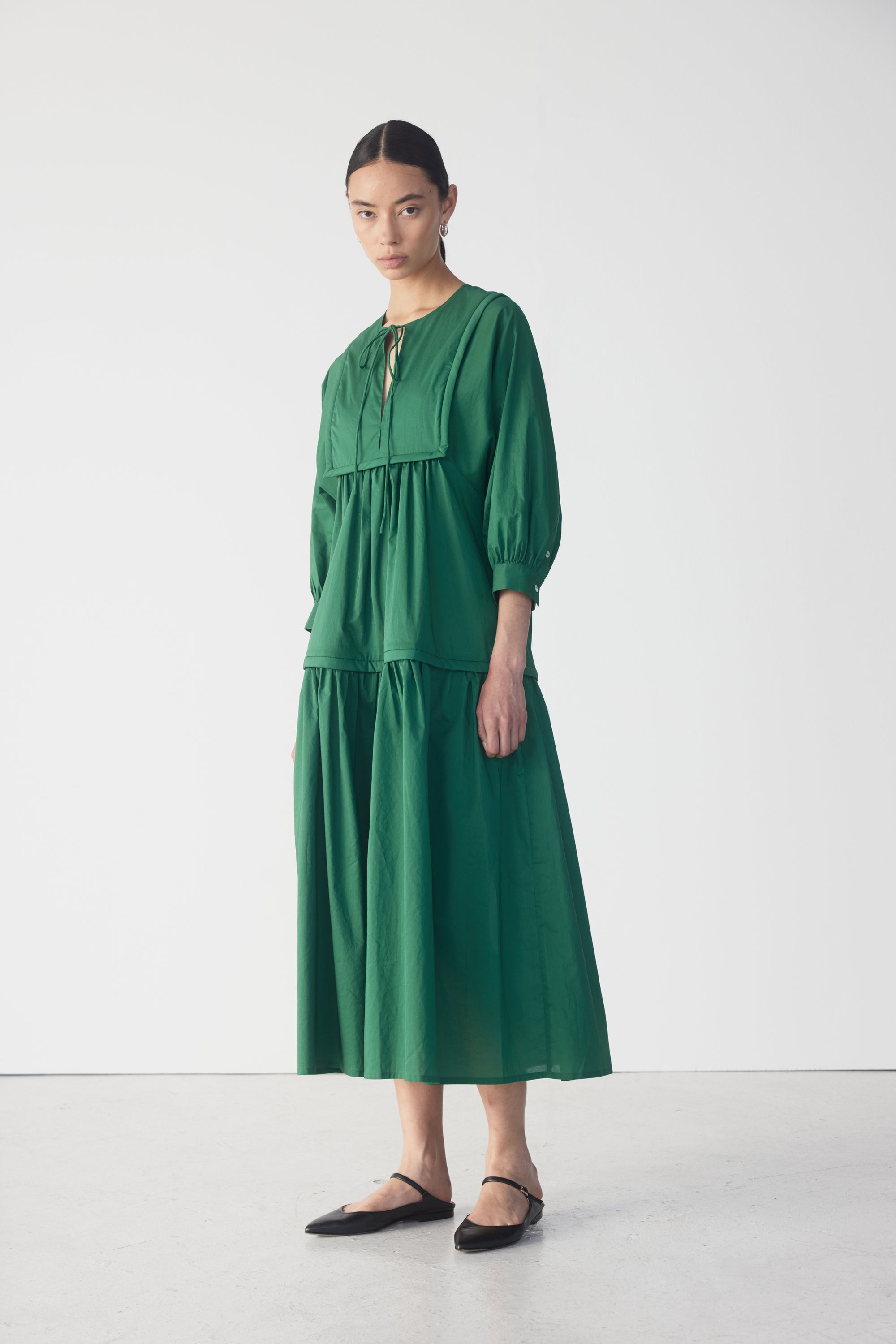 Pattie Dress | Emerald Poplin