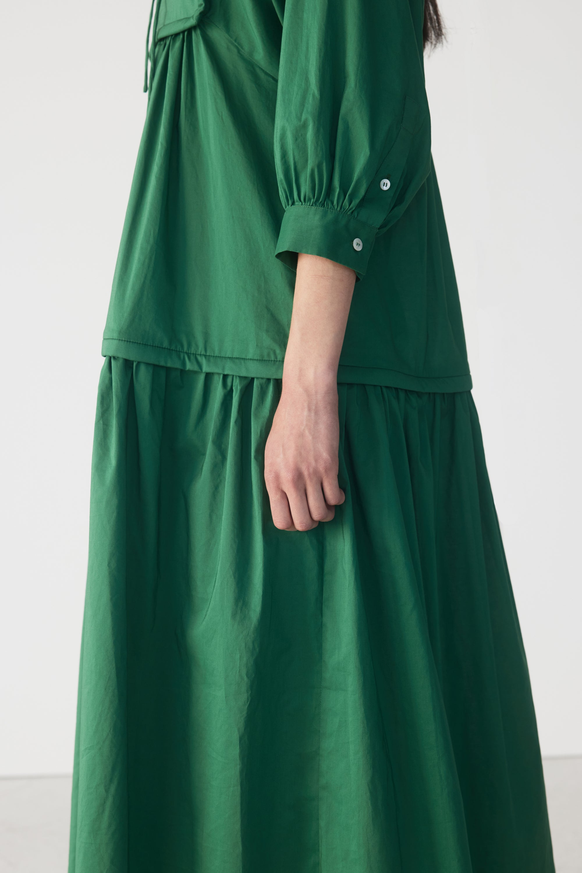 Pattie Dress | Emerald Poplin