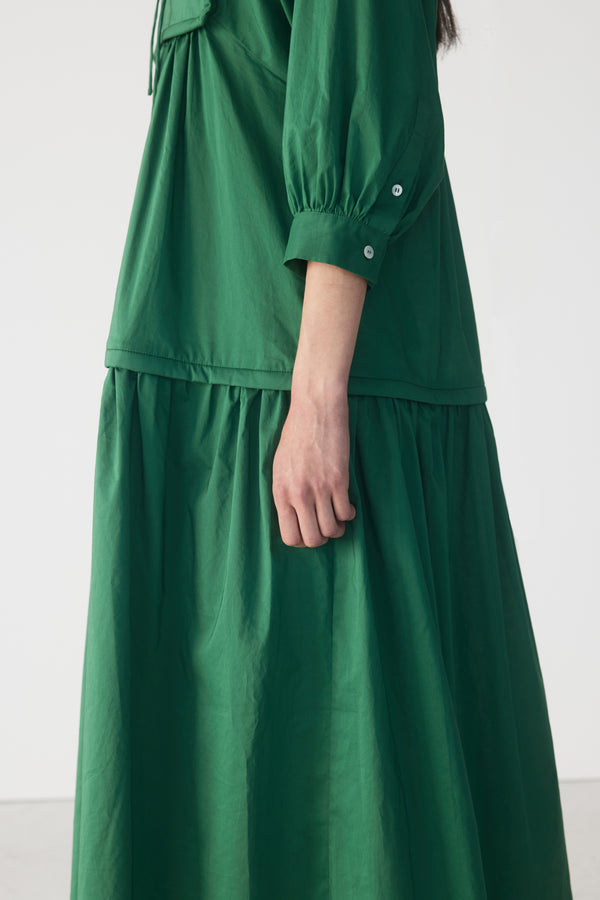 Pattie Dress | Emerald Poplin
