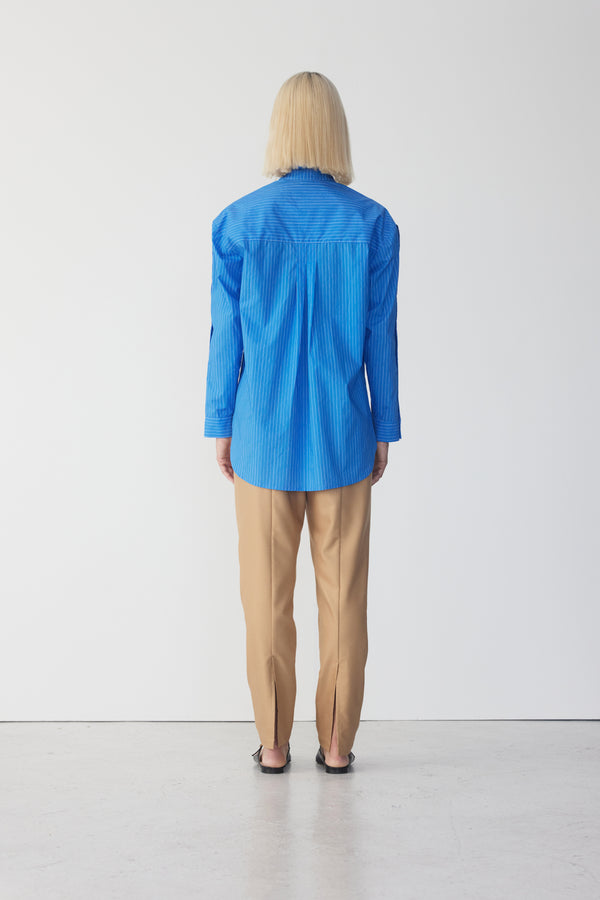 Petal Shirt | French Blue Pinstripe Poplin