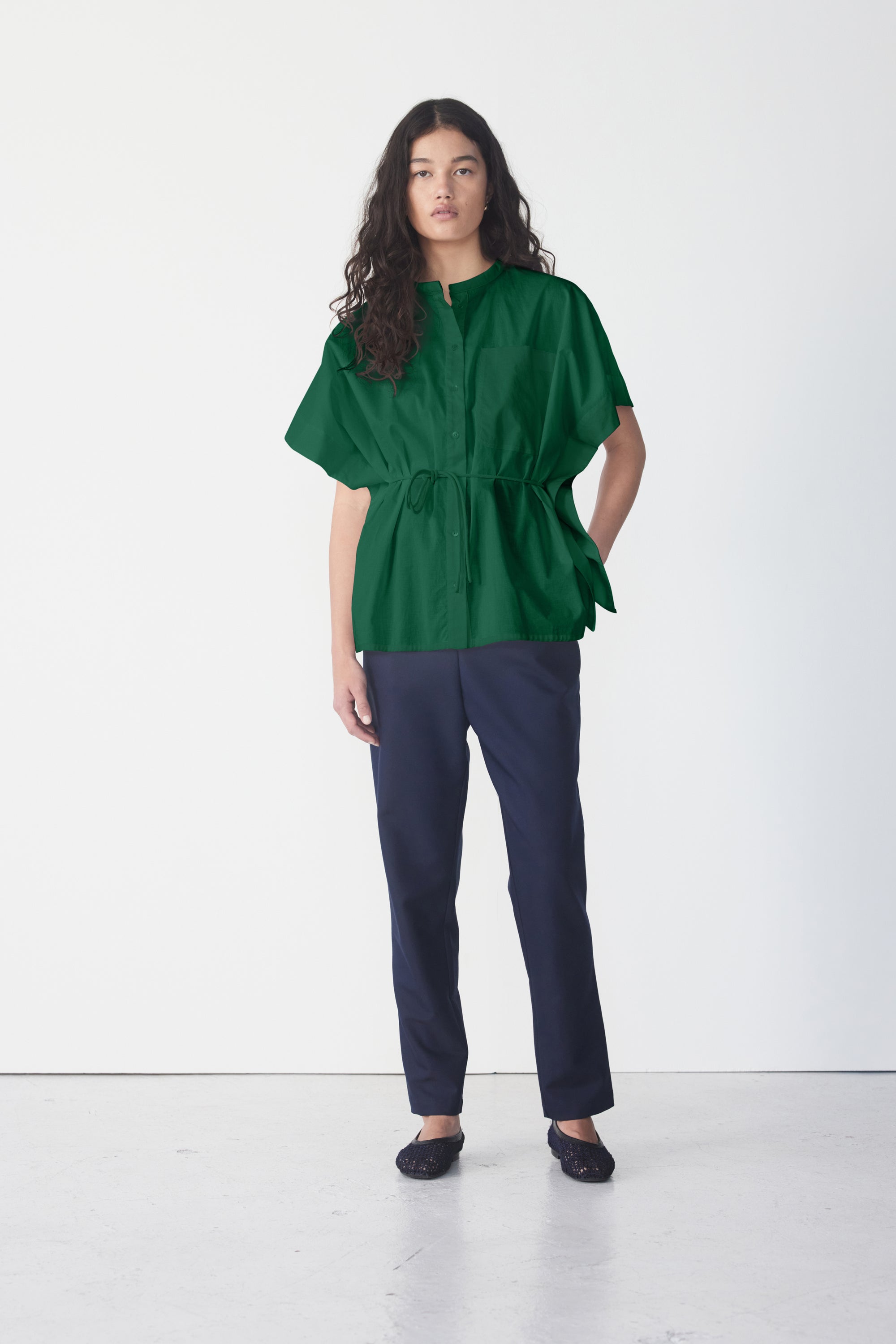 Peta Shirt | Emerald Poplin