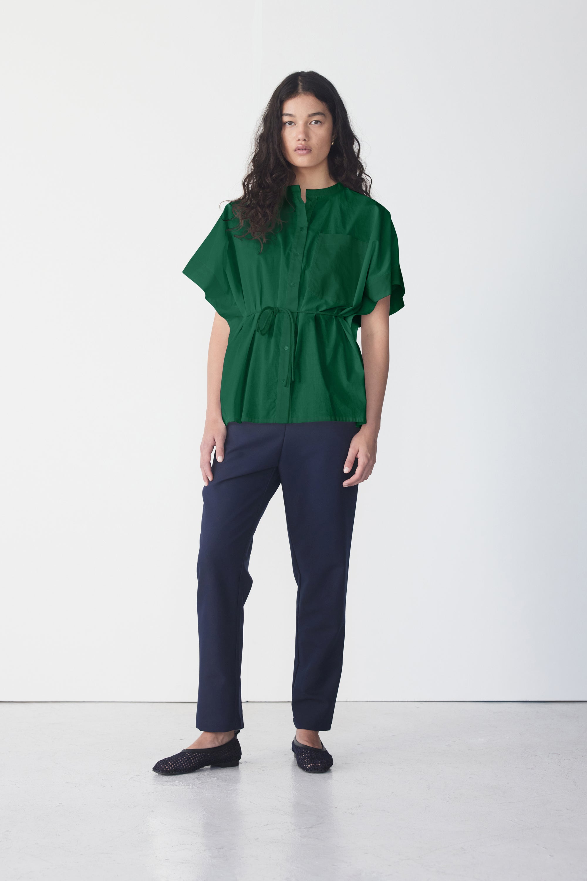 Peta Shirt | Emerald Poplin