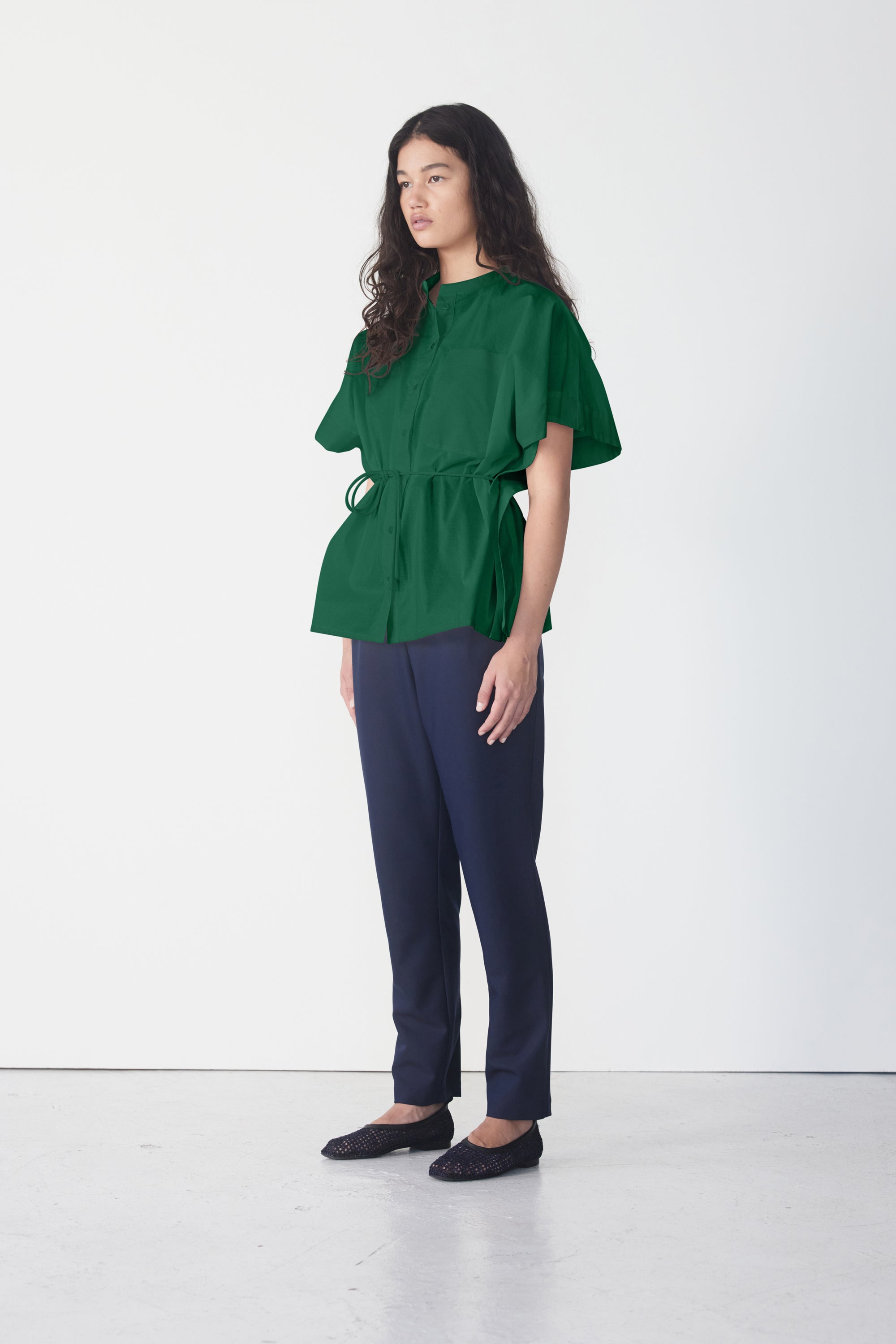Peta Shirt | Emerald Poplin