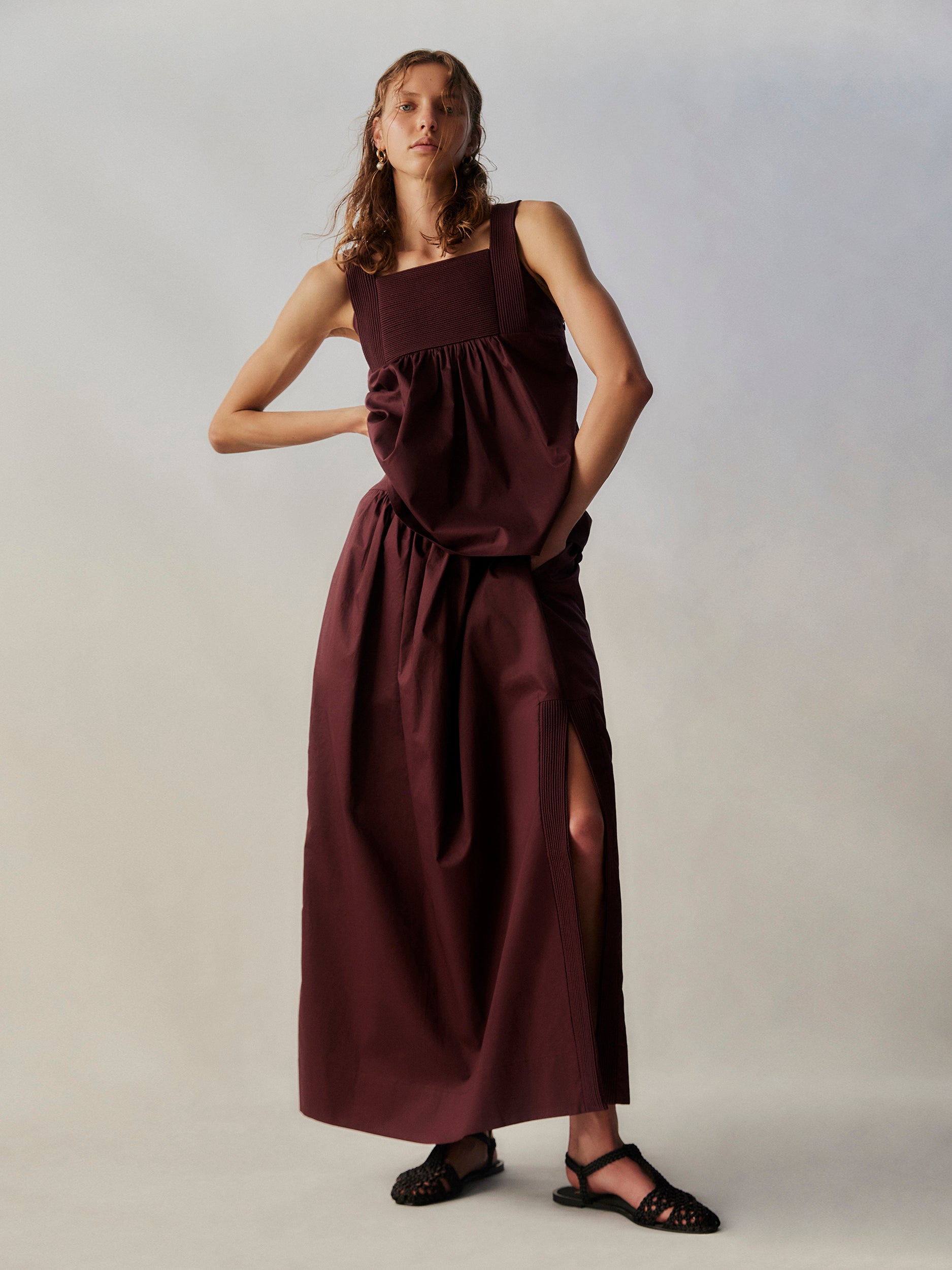 Lydia Top | Burdundy Poplin