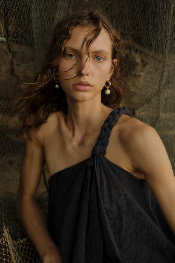 Aria Dress | Navy Seersucker