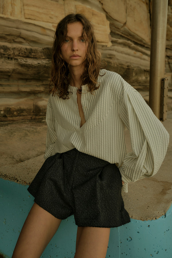Eden Shirt | Basil Stripe Seersucker