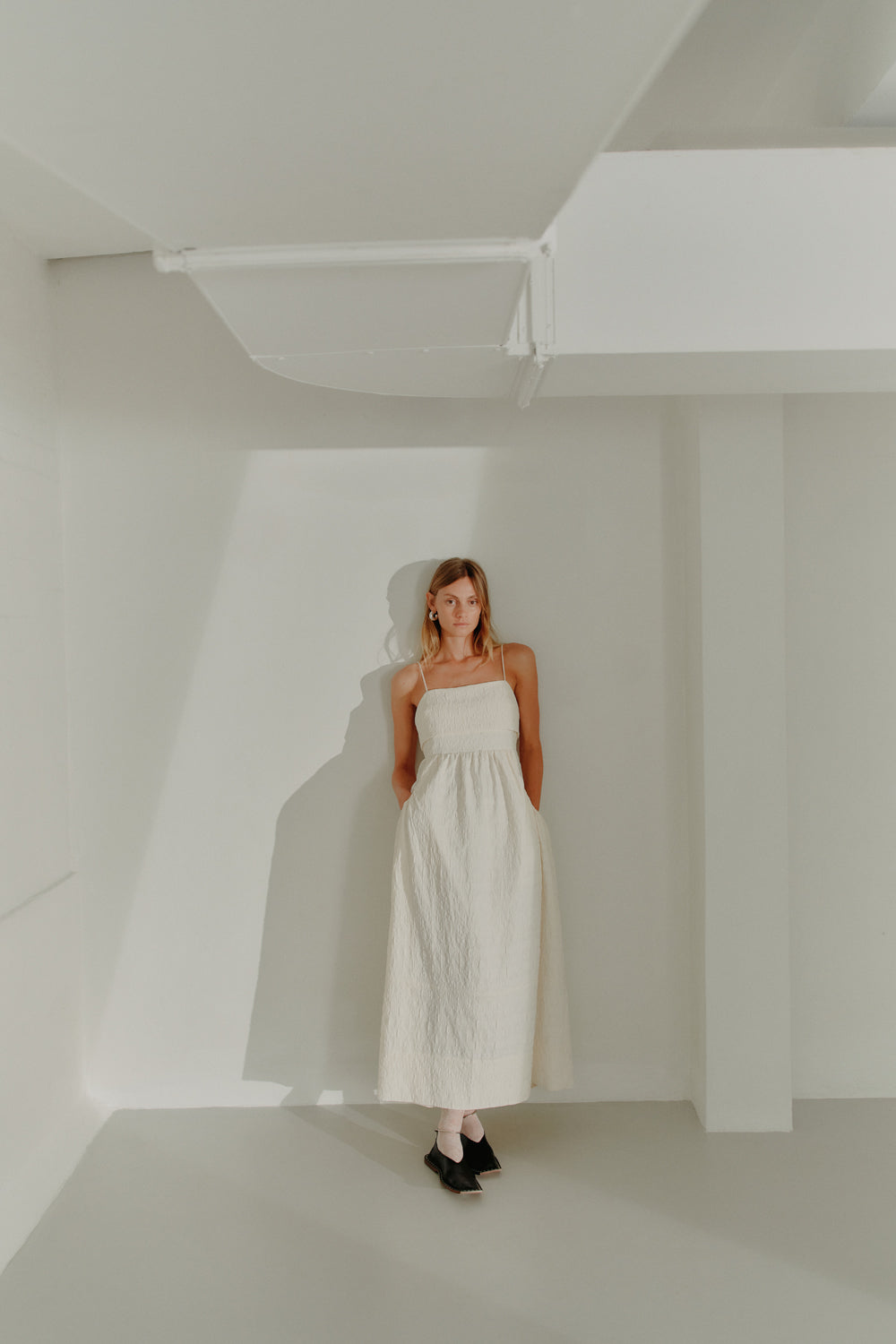 Nicole Dress | Off White Jacquard