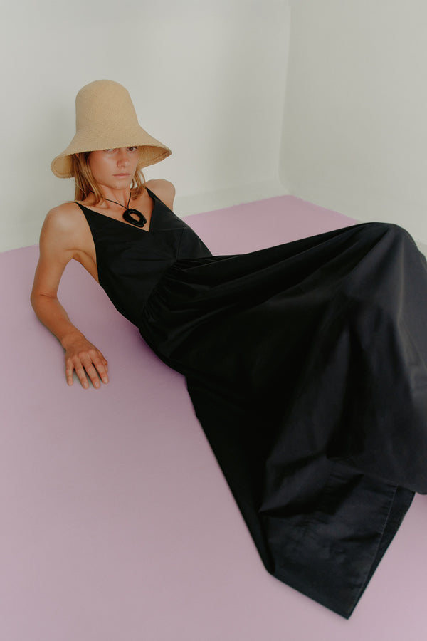 Amanda Dress | Black Cotton Tencel