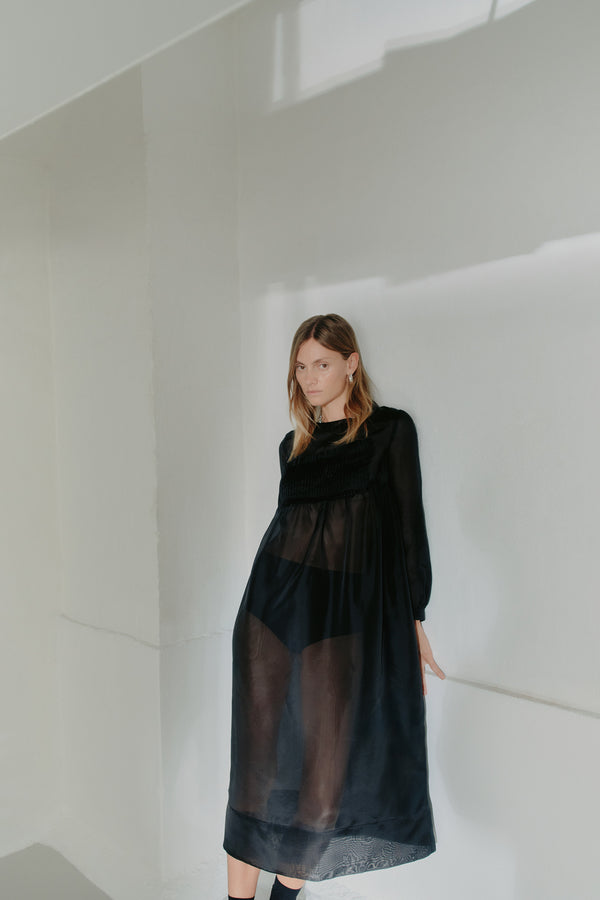 Wilma Dress | Black Silk Organza
