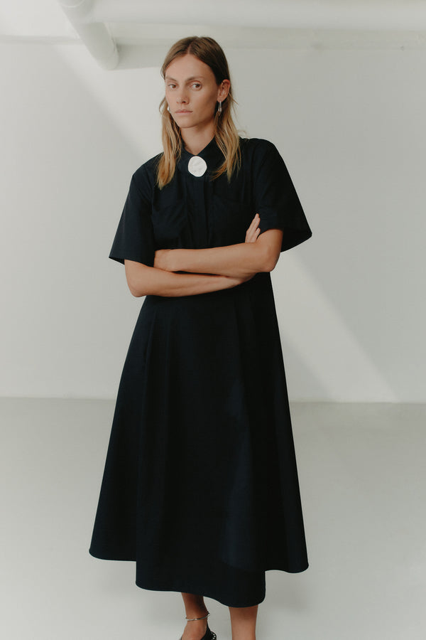 Calliope Dress | Black Cotton Tencel