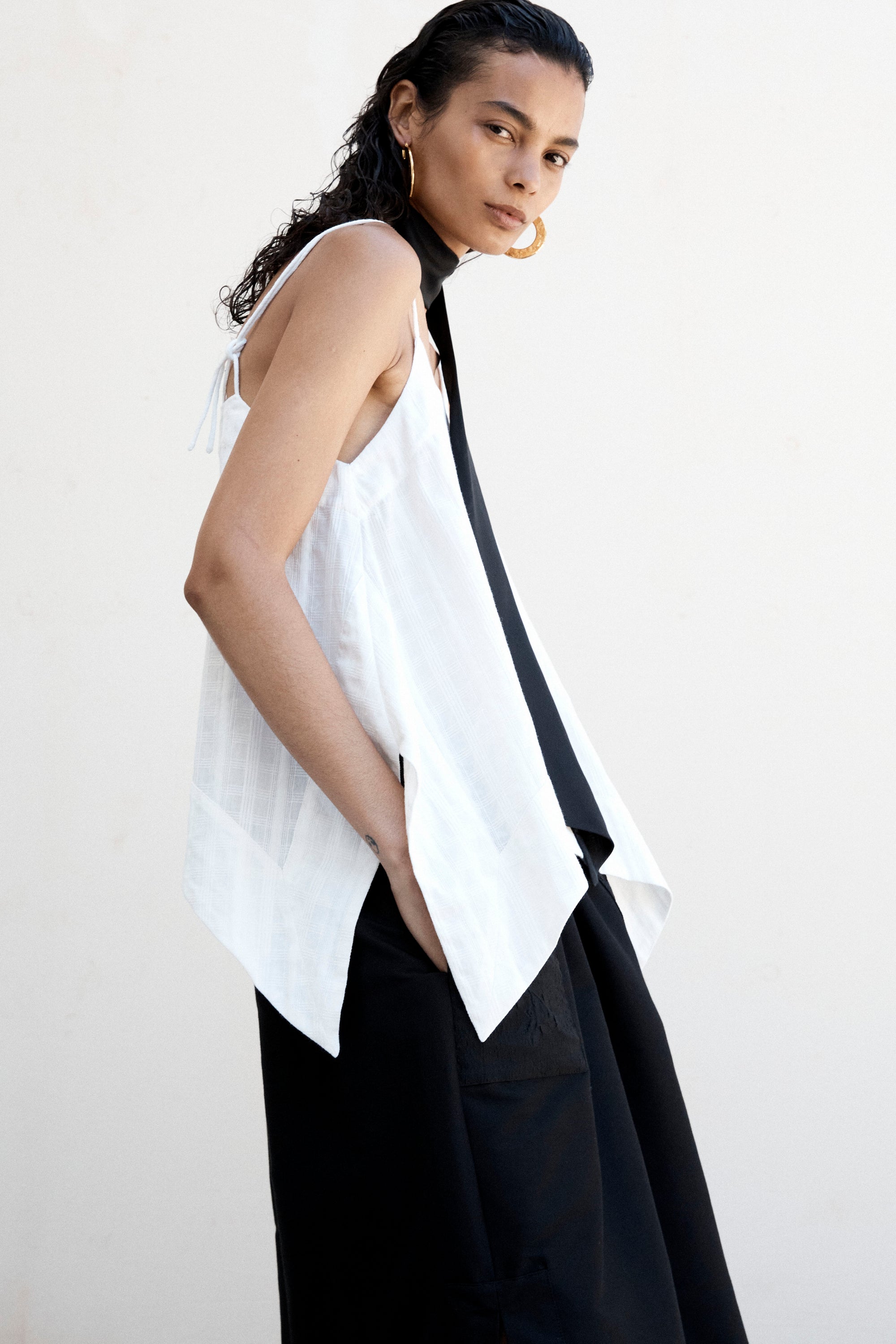 Neena Top | White Check Cotton