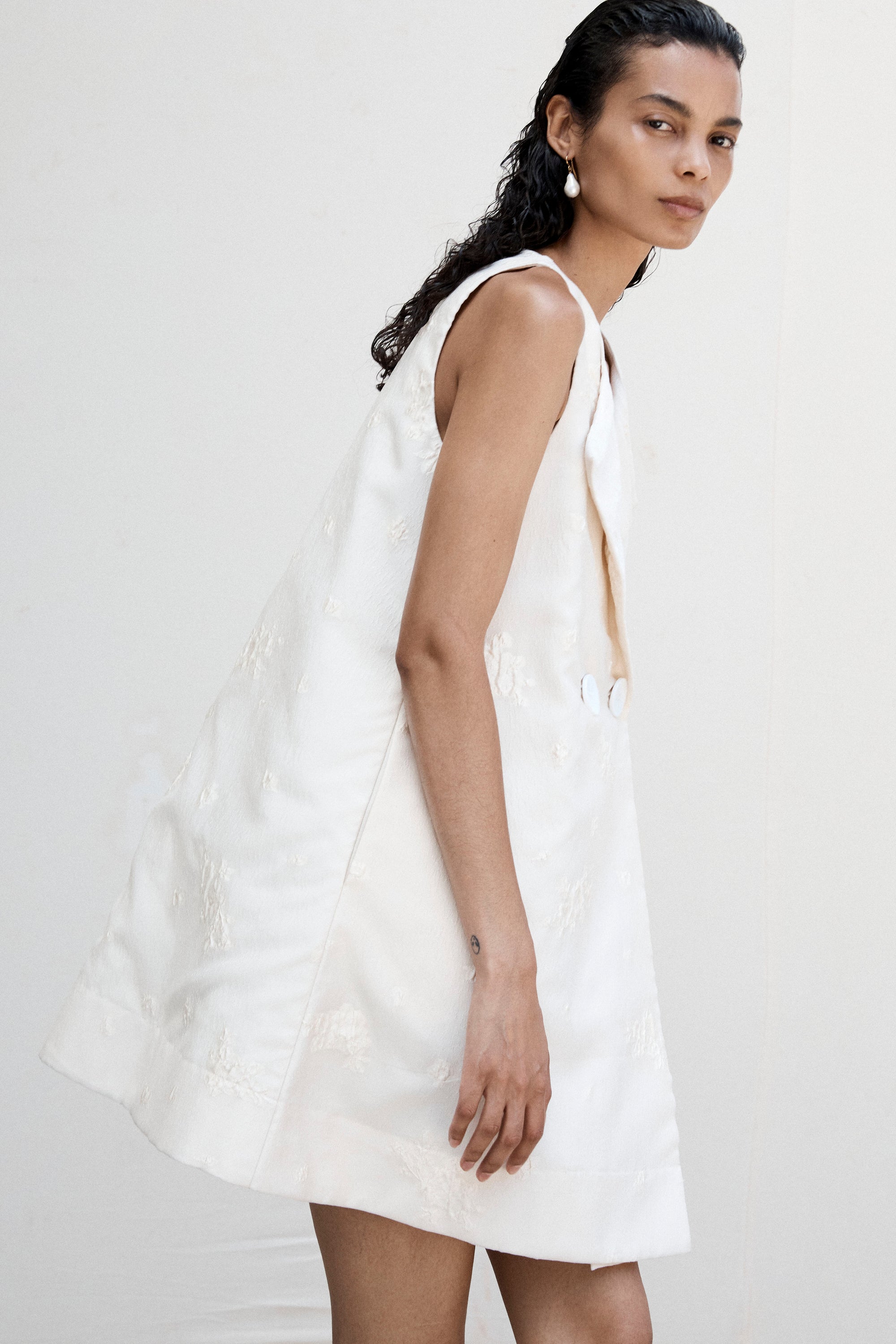 Suki Dress | Bone Cotton Silk + Organza