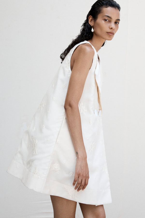Suki Dress | Bone Cotton Silk + Organza