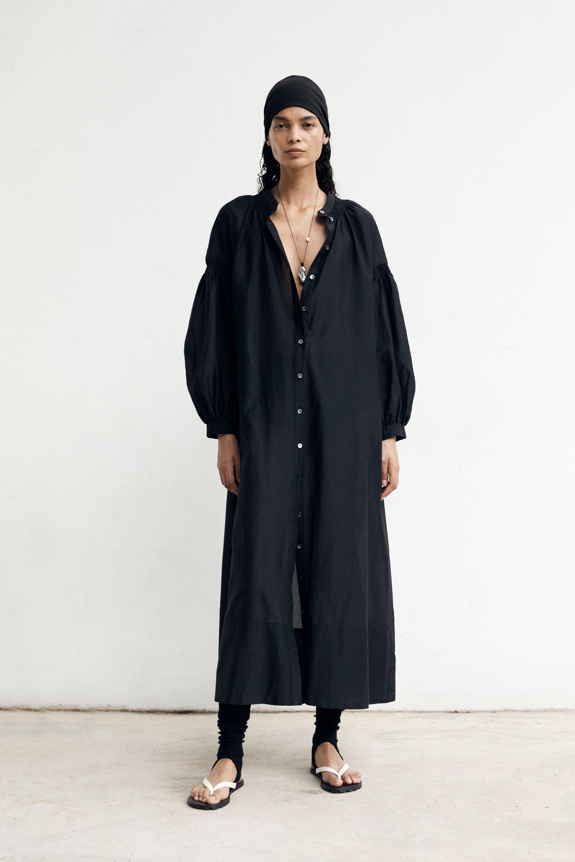 Leilani Dress | Black Cotton Silk