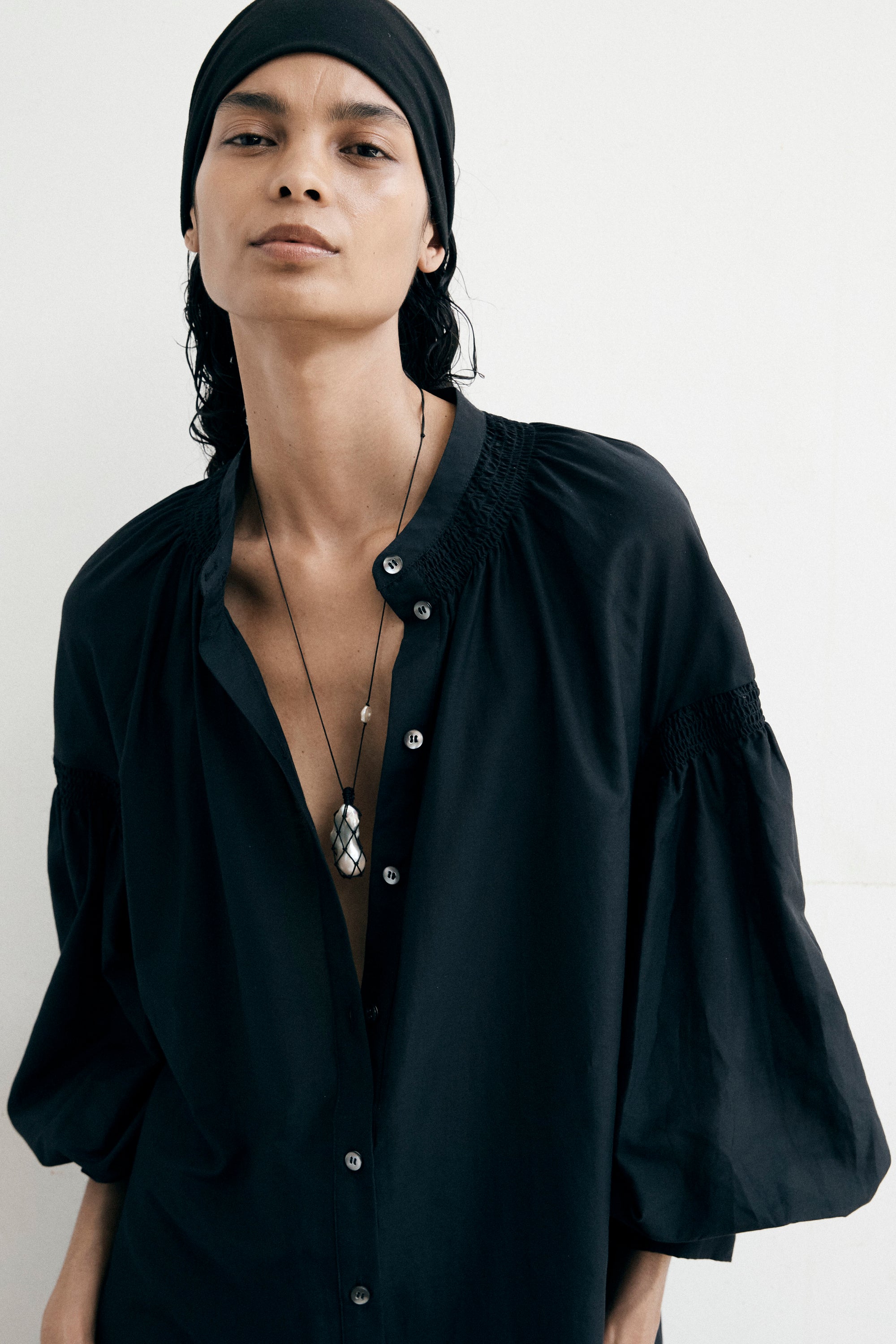 Leilani Dress | Black Cotton Silk