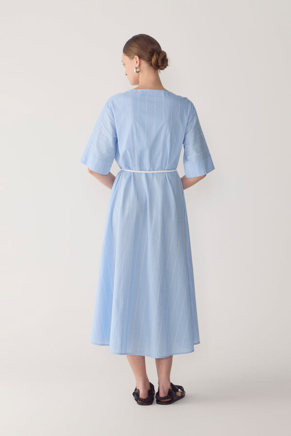 Meena Dress | Chambray Pinstripe Cotton