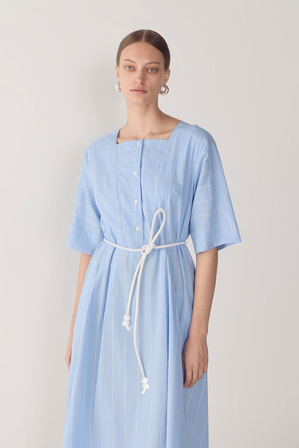 Meena Dress | Chambray Pinstripe Cotton