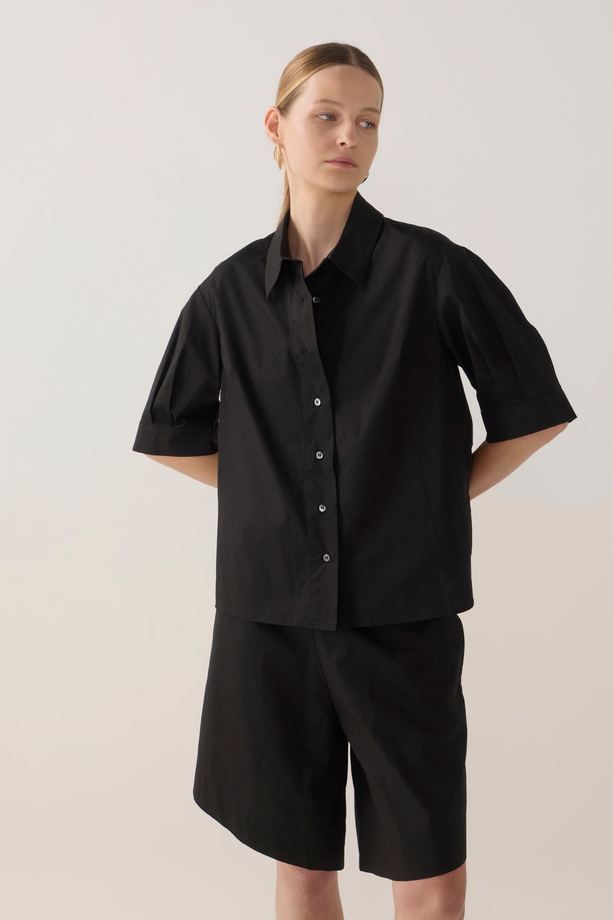 Abigail Shirt | Black Poplin