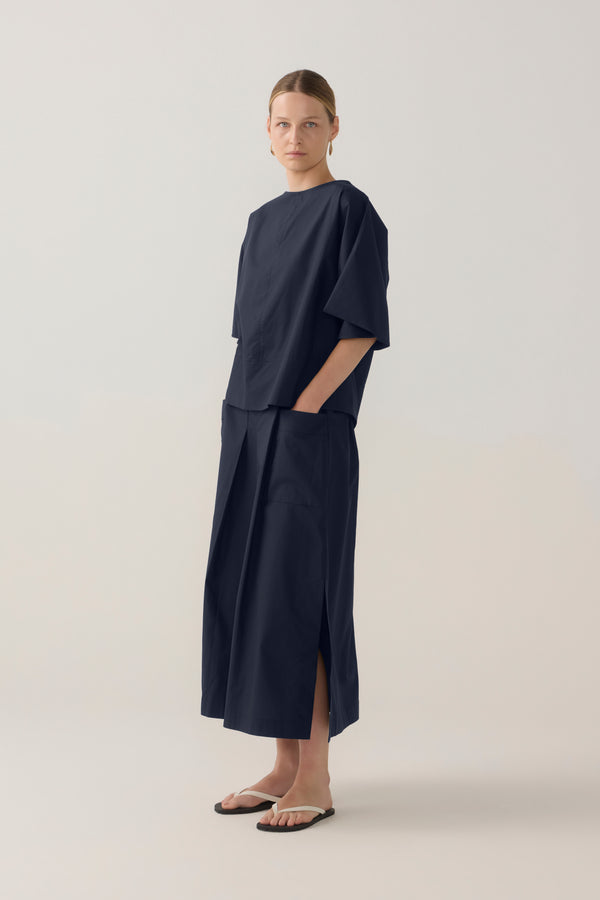 Aimee Top | Navy Poplin