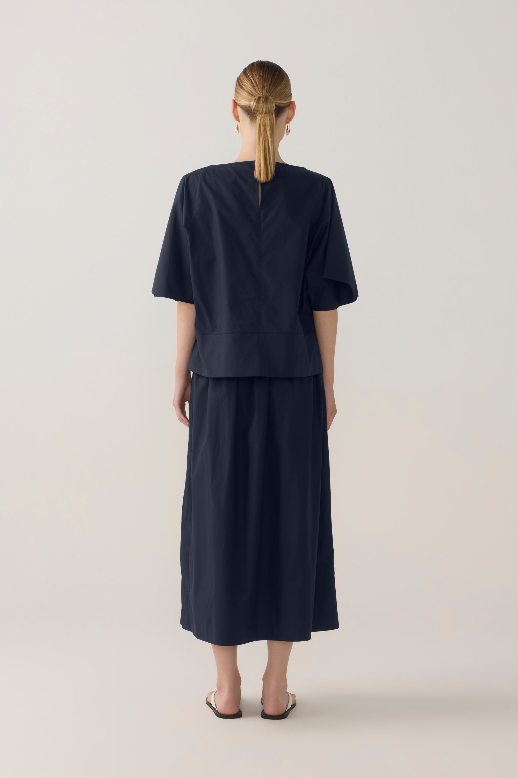 Aimee Top | Navy Poplin