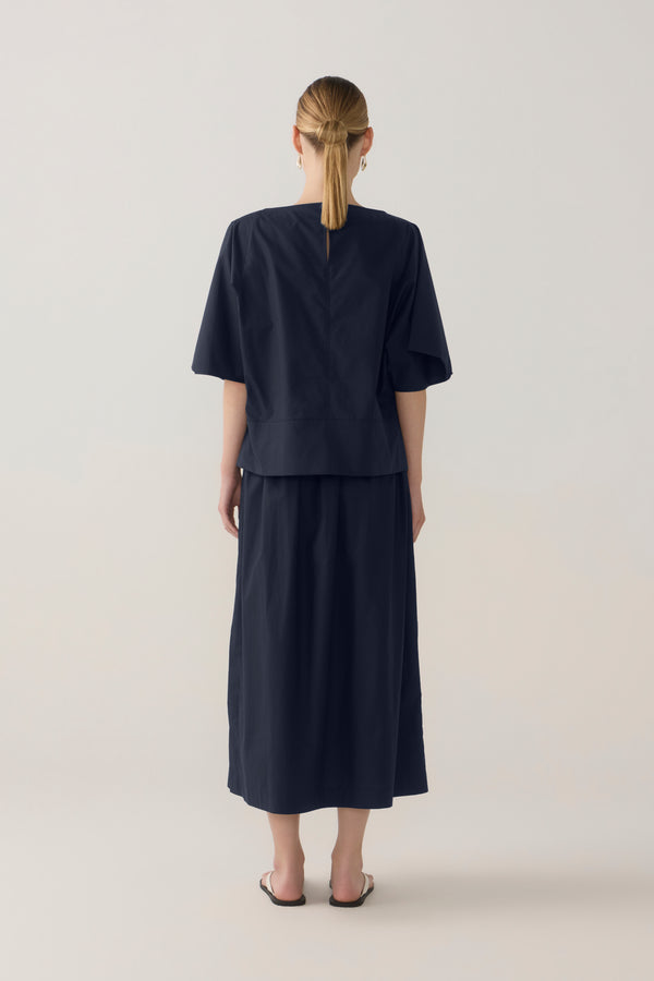 Aimee Top | Navy Poplin